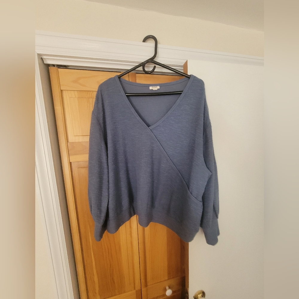 Women's Blue V-Neck Sweater